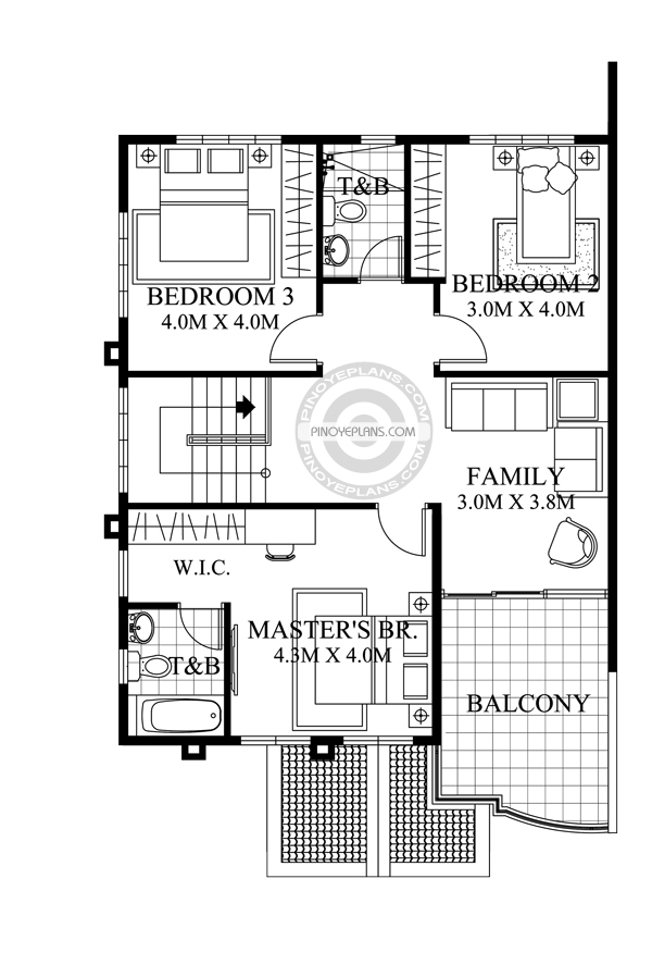 Johanne 2 Story House Plan with Firewall Pinoy ePlans