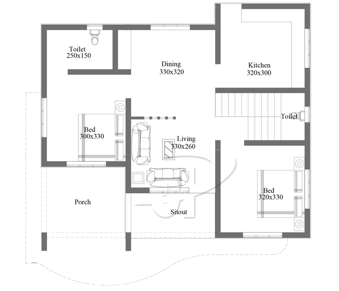 Simple 2 Bedroom floor Plan with Roof Deck Pinoy ePlans