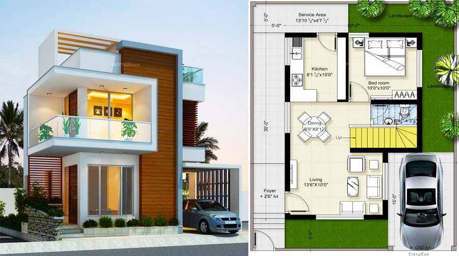 Elegant Modern House Plan With Three Bedrooms and Three Toilet and