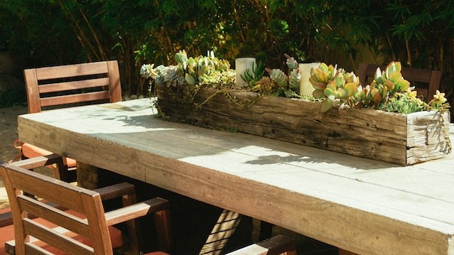 Chairs and a table in a garden