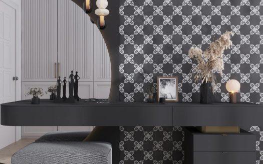 Apollo Tile’s Black and White Matte Star and Cross Ceramic Tile for Backsplash